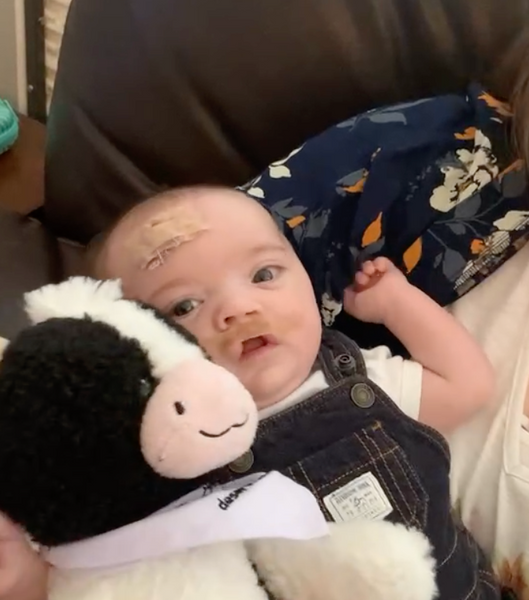 Greydon receives his Mia Moo Care Bag!